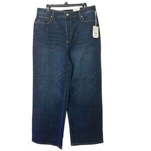 Free Assembly High Rise Wide Leg Jeans Womens Size 14 Dark Wash Denim New